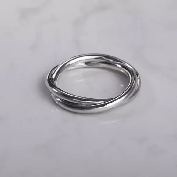 New Unisex 925 Silver Double Layer Men Women Ring - Picture 5 of 6
